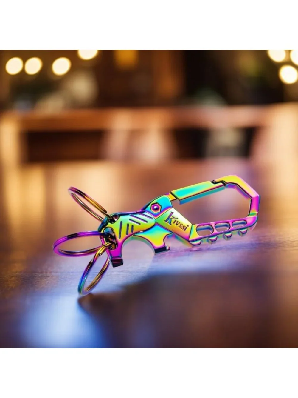 Durable Metal Keychain Set with Carabiner Clip, Bottle Opener & 3 Rings - Unisex